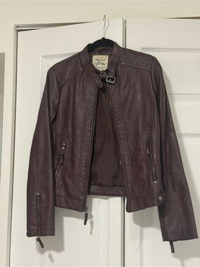 Maralyn & Me Plum Faux Leather Moto Jacket
